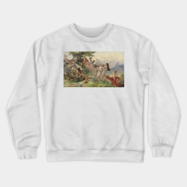 Happy Arcadia by Konstantin Makovsky Crewneck Sweatshirt by Classic Art Stall